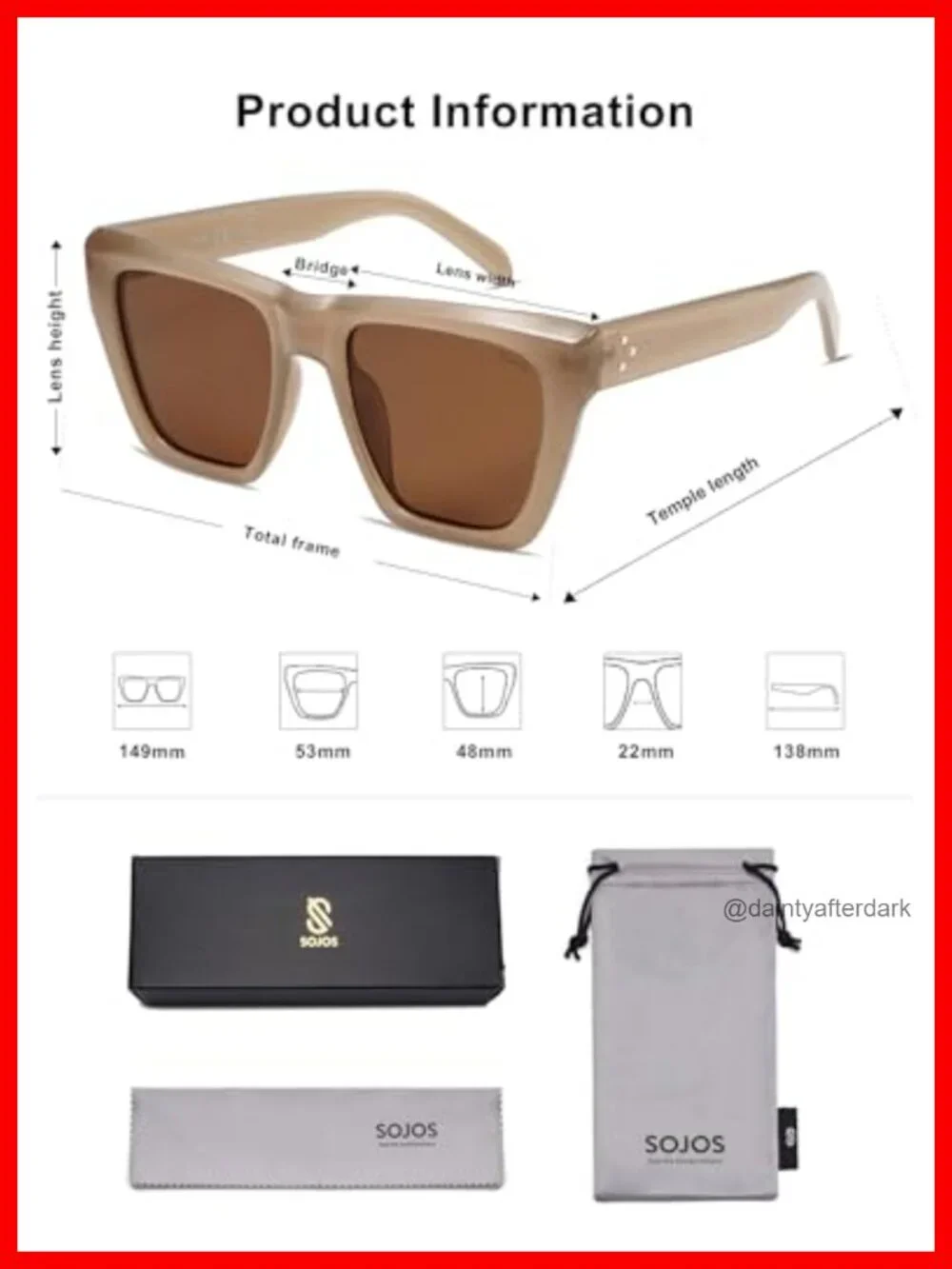 Fashion Oversized Square Cat Eye Polarized Sunglasses for Women